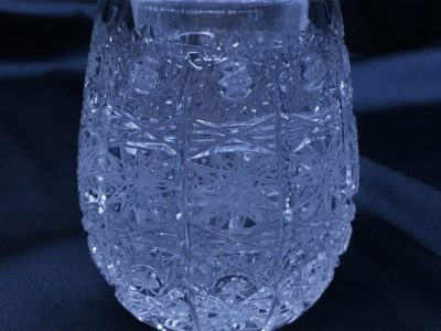 Krištálová brúsená dóza hríb 11 cm s viečkom