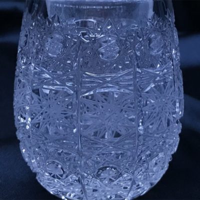 Krištálová brúsená dóza hríb 11 cm s viečkom