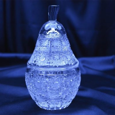 Krištálová brúsená dóza hruška 16,5 cm s viečkom
