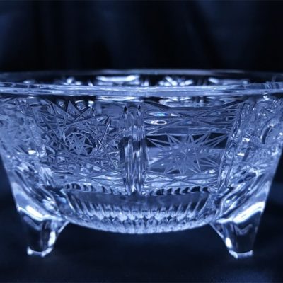 Krištálová brúsená dóza 14 cm s viečkom