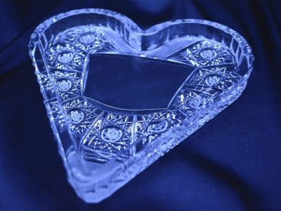 Krištálová brúsená miska 14 cm + text