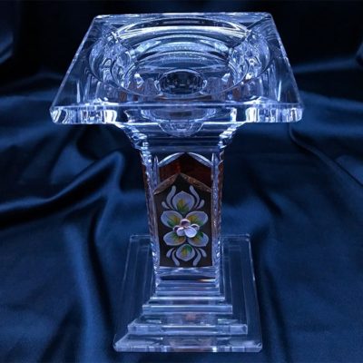 Krištálový brúsený svietnik 18 cm ručná maľba