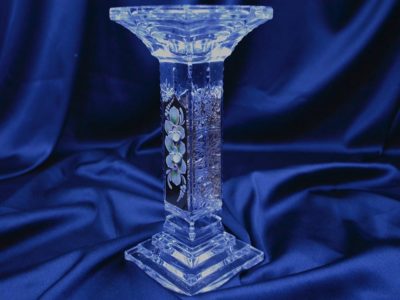 Krištálový brúsený svietnik 23 cm ručná maľba