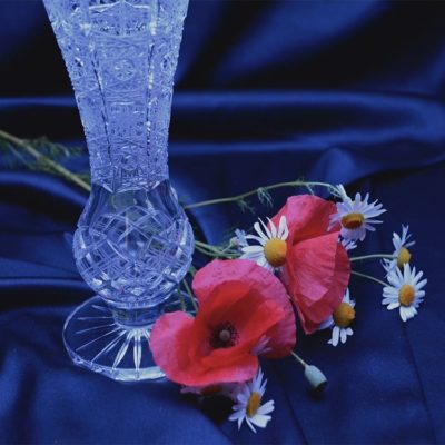 Krištáľová brúsená váza 20 cm