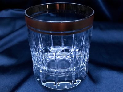 Krištálové brúsené poháre 250 ml set 6 kusov ručná maľba zlatom