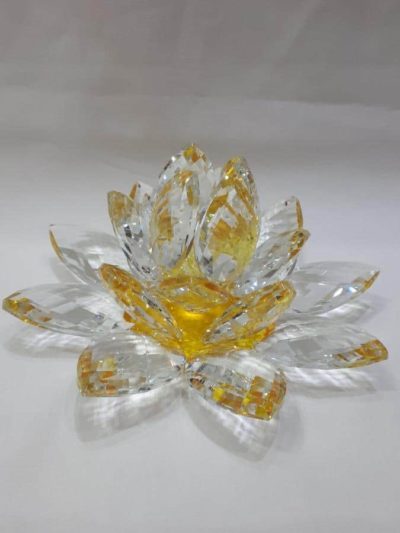 Krištálový lotosový kvet žltý 20 cm