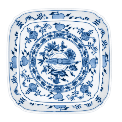 Cibulák – Etažér z hranatých tanierov 21+29 cm – originál cibuľový porcelán 1. akosť