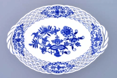 Cibulák – Košík prelamovaný 24 cm – originál cibuľový porcelán 1. akosť
