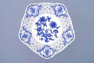 Cibulák – Misa 5-hranná na nohe 24 cm – originál cibuľový porcelán 1. akosť
