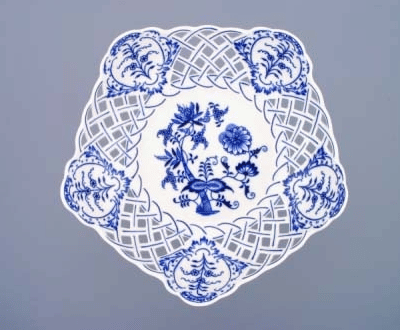 Cibulák – Misa 5-hr. 24 cm na ozdobnej nohe 24 cm – originál cibuľový porcelán 1. akosť