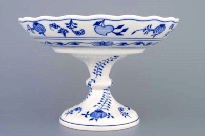Cibulák – Misa kompótová na nohe 24 cm – originál cibuľový porcelán 1. akosť