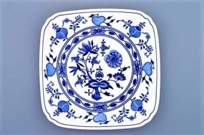 Cibulák – Tanier štvorhranný 21 cm – originálny cibuľový porcelán 1. akosť