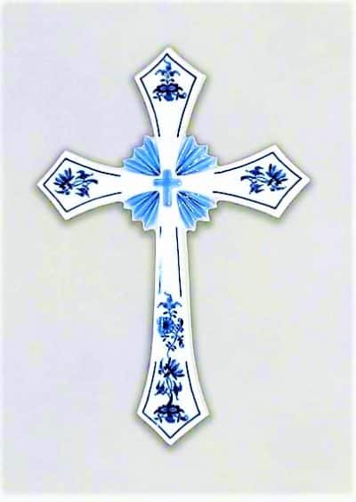 Cibulák – Svätý kríž 30,6 x 21,3 cm – originál cibuľový porcelán 1. akosť