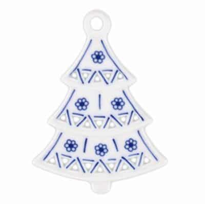 Cibulák – Vianočná ozdoba – stromček prelamovaný 8,5 cm – originál cibuľový porcelán 1. akosť