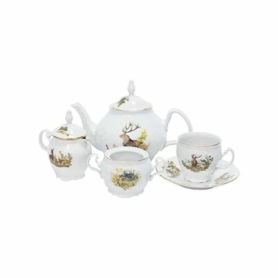 Tea set for 6 people Bern hunting gold line - Image 2